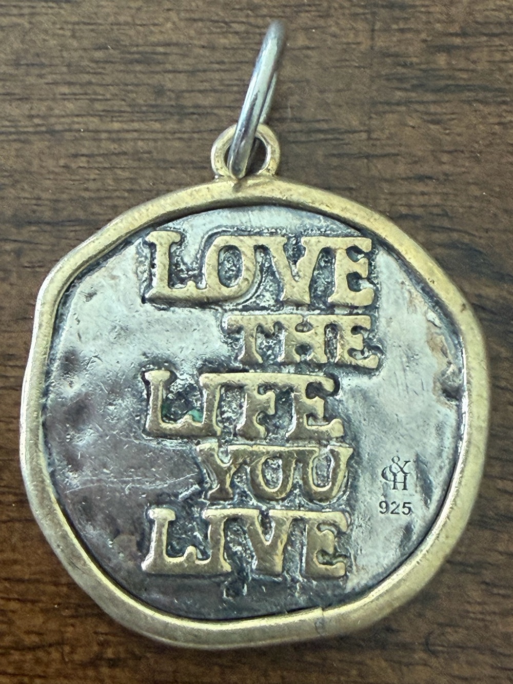 Grace & Heart G&H BIG LOVE 2 Love The Life You Live .925 SS Brass Pendant 1 1/8”